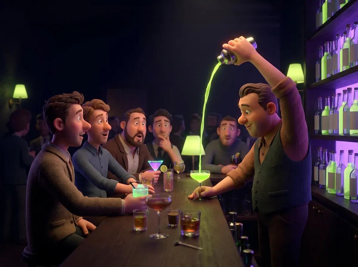 A bachelor party group in Sofia during Cocktail Tour