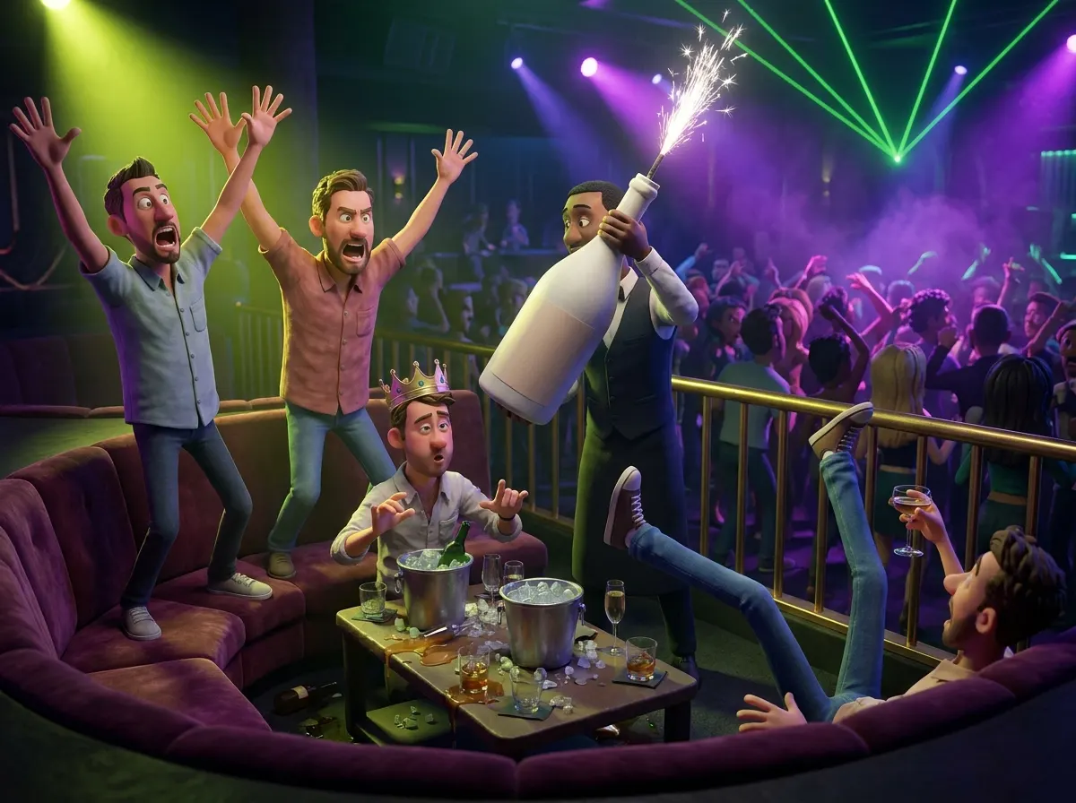A bachelor party group in Sofia during VIP Clubbing